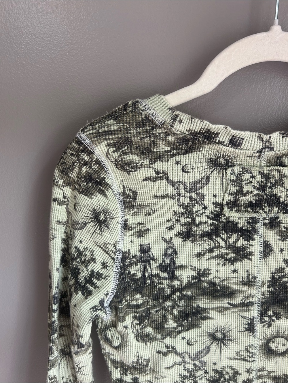 We The Free Toileidays Printed Long-Sleeve Thermal Crewneck - Olive Combo - Picture 12 of 12